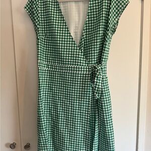 Green Gingham Wrap Dress